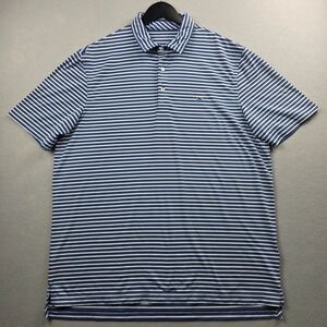 Vineyard Vines Mens Large Blue White Stripe Performance Golf Polo Shirt RN134578